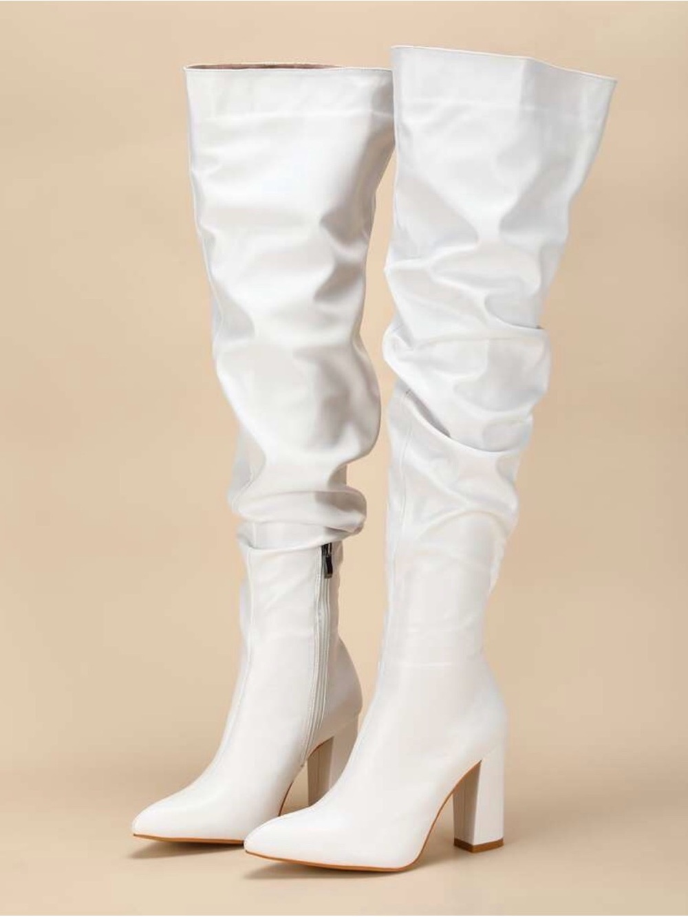 Women's white Over-the-Knee Pointed-Toe Boots